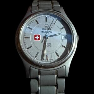 Swiss Military Mens Watch Sapphire Crystal Stainless Steel Date Display